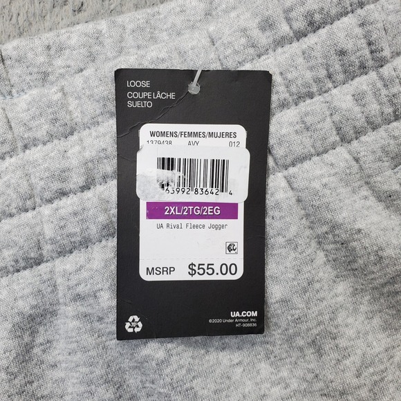 Under Armour Jogger Pants Womens XXL Gray Athletic Gym Tapered Leg Drawstring - Picture 7 of 11